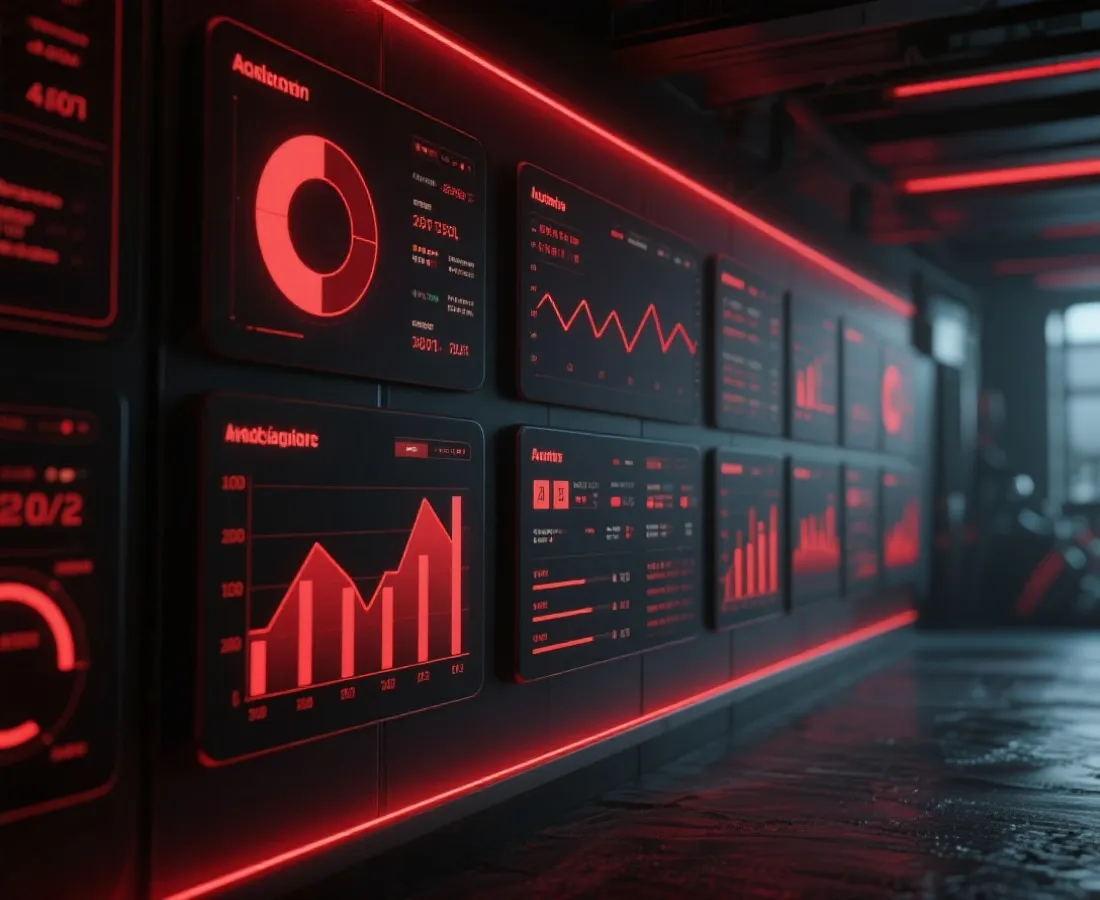 深色数据分析图表场景示意图